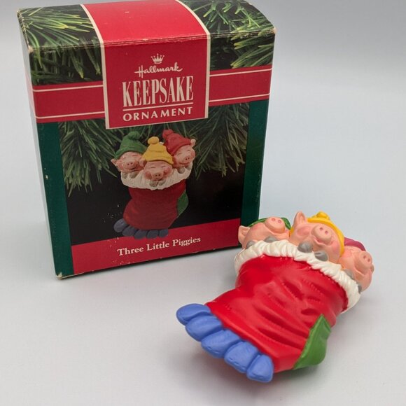 Hallmark Keepsake Three Little Piggies Ornament 1990 - Handcrafted - Picture 2 of 8